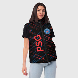 Женский жилет Psg красные синие чёрточки, цвет: 3D-светло-серый — фото 2