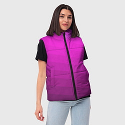 Женский жилет Розовый неоновый полосатый узор Pink neon, цвет: 3D-красный — фото 2