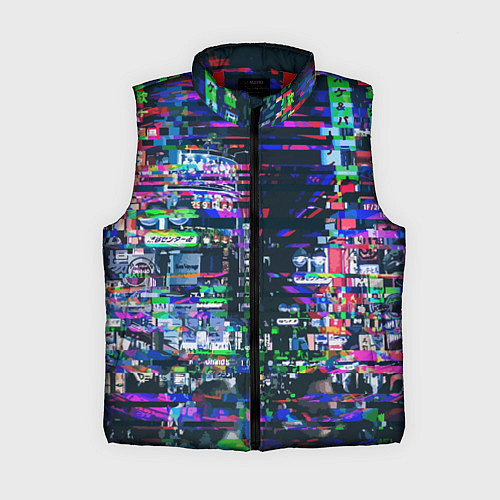 Женский жилет Ночной город - glitch / 3D-Красный – фото 1