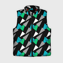 Женский жилет Разноцветные треугольники на черном фоне