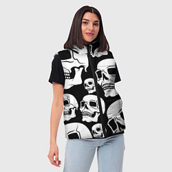Женский жилет Черепа - чёрный фон, цвет: 3D-красный — фото 2