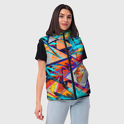 Женский жилет Яркий неоновый абстрактный узор, цвет: 3D-черный — фото 2