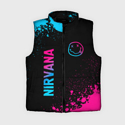 Женский жилет Nirvana - neon gradient: символ и надпись вертикал, цвет: 3D-черный