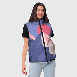 Женский жилет Пейзаж гор и леса в стиле ретро, цвет: 3D-черный — фото 2