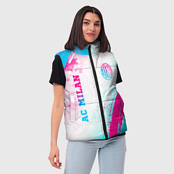 Женский жилет AC Milan neon gradient style: символ и надпись вер, цвет: 3D-черный — фото 2