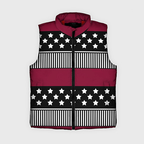 Женский жилет Burgundy black striped pattern / 3D-Красный – фото 1