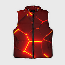 Женский жилет Красные неоновые геометрические плиты, цвет: 3D-светло-серый