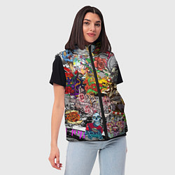 Женский жилет Цветное граффити и татуировки, цвет: 3D-черный — фото 2