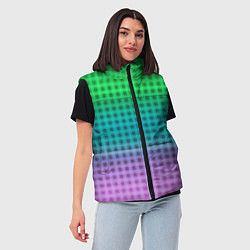 Женский жилет Gradient lilac green plaid, цвет: 3D-черный — фото 2