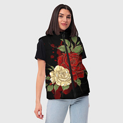 Женский жилет Прекрасные розы, цвет: 3D-черный — фото 2