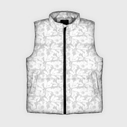 Женский жилет Белые цветы на светло сером, цвет: 3D-светло-серый
