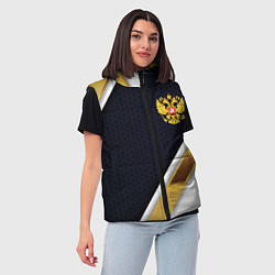 Женский жилет Gold and white Russia, цвет: 3D-черный — фото 2