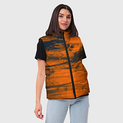 Женский жилет Абстрактная оранжевая поверхность и чёрные тени, цвет: 3D-светло-серый — фото 2