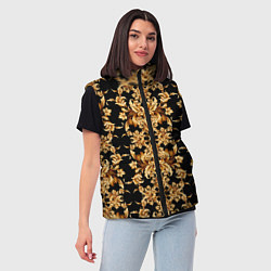 Женский жилет Золотая гжель полосы, цвет: 3D-черный — фото 2