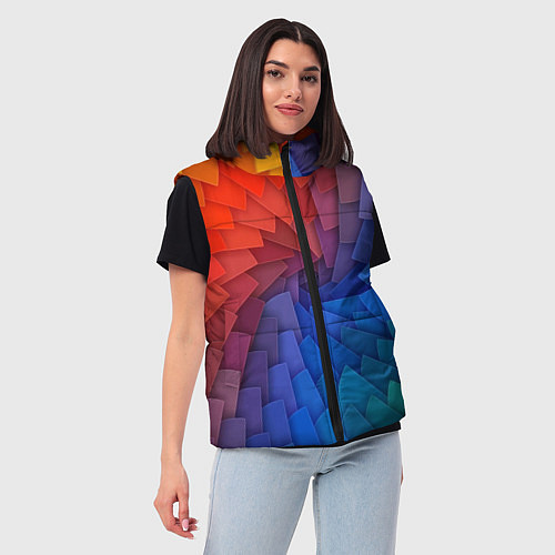 Женский жилет Листы цветной бумаги / 3D-Светло-серый – фото 3