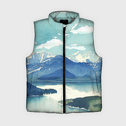Женский жилет Река в горах - акварельный рисунок