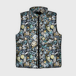 Женский жилет Космонавт, ракета и планета, цвет: 3D-светло-серый