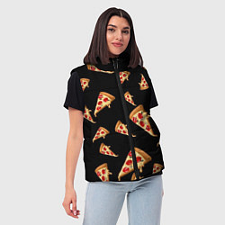 Женский жилет Куски пиццы на черном фоне, цвет: 3D-красный — фото 2