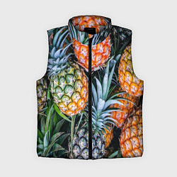 Женский жилет Фон из ананасов, цвет: 3D-светло-серый