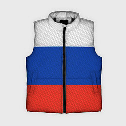 Женский жилет Триколор - флаг России плетёный, цвет: 3D-черный