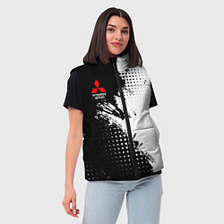 Женский жилет Mitsubishi - черно-белая абстракция, цвет: 3D-черный — фото 2