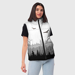 Женский жилет Птицы над лесом, цвет: 3D-черный — фото 2