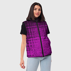 Женский жилет Абстрактный мозаичный черно - пурпурный узор, цвет: 3D-светло-серый — фото 2