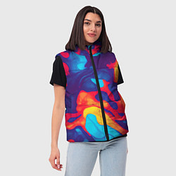 Женский жилет Пестрые красочные разводы, цвет: 3D-черный — фото 2