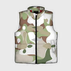 Женский жилет Камуфляж зимний лес крупный, цвет: 3D-красный