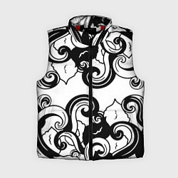 Женский жилет Черные волнистые узоры на белом