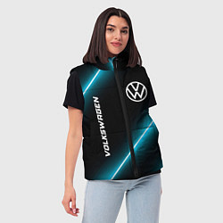 Женский жилет Volkswagen неоновые лампы, цвет: 3D-черный — фото 2