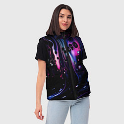 Женский жилет Фиолетовая вода и краски, цвет: 3D-светло-серый — фото 2