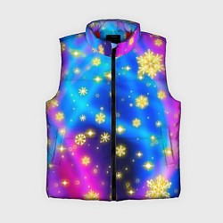 Женский жилет Снежинки и звезды - яркие цвета, цвет: 3D-красный