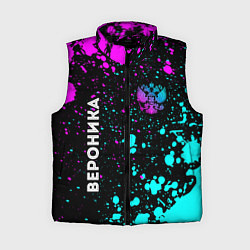Женский жилет Вероника и неоновый герб России: надпись, символ, цвет: 3D-черный
