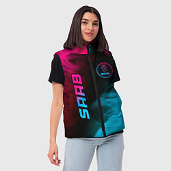 Женский жилет Saab - neon gradient: надпись, символ, цвет: 3D-черный — фото 2