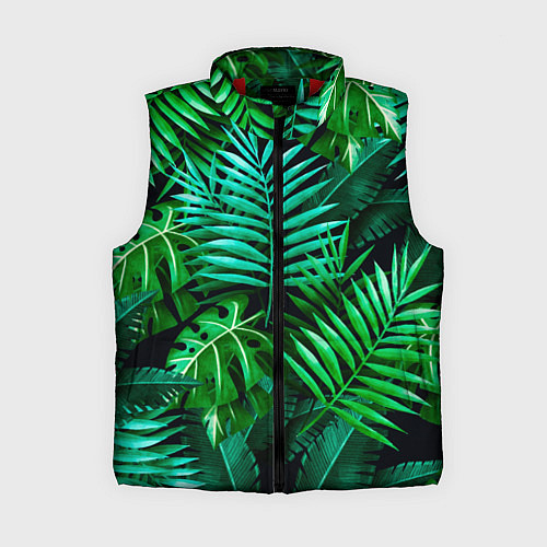 Женский жилет Тропические растения - текстура / 3D-Красный – фото 1