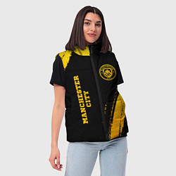 Женский жилет Manchester City - gold gradient: надпись, символ, цвет: 3D-черный — фото 2
