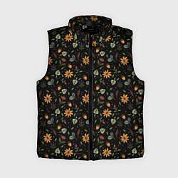 Женский жилет Уютные растения на чёрном фоне, цвет: 3D-черный