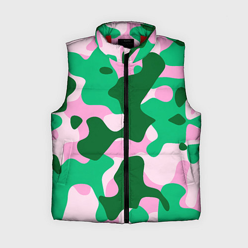 Женский жилет Абстрактные зелёно-розовые пятна / 3D-Красный – фото 1