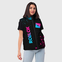 Женский жилет Roblox - neon gradient: надпись, символ, цвет: 3D-черный — фото 2