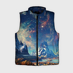 Женский жилет Горы и бескрайний космос, цвет: 3D-черный