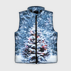 Женский жилет Новогодняя ёлка в лесу