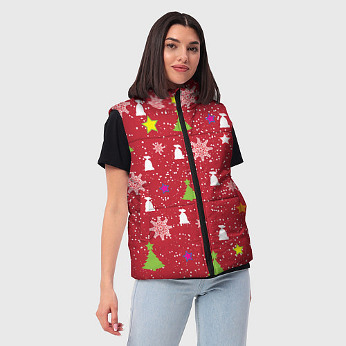 Женский жилет Red new year / 3D-Светло-серый – фото 3