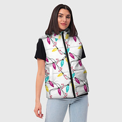 Женский жилет Новогодняя гирлянда белая, цвет: 3D-красный — фото 2