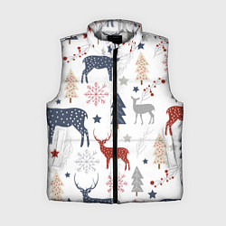 Женский жилет Олени в новогоднем лесу, цвет: 3D-светло-серый