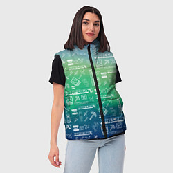 Женский жилет Майнкрафт символы на потертом фоне, цвет: 3D-красный — фото 2