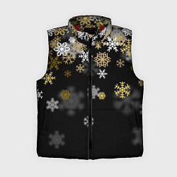 Женский жилет Золотые и белые снежинки, цвет: 3D-красный