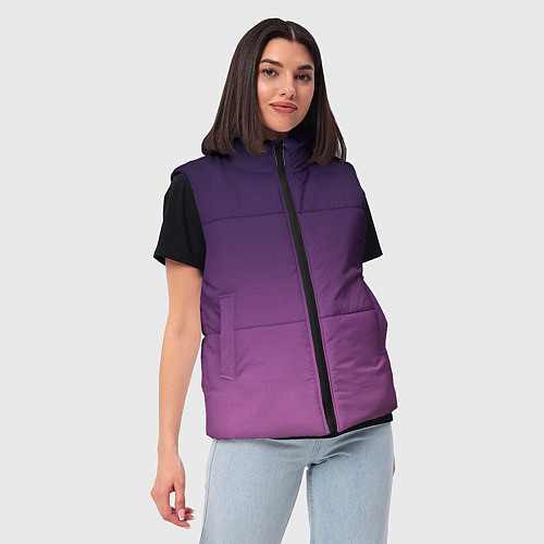 Женский жилет Пурпурный-лиловый градиент / 3D-Светло-серый – фото 3