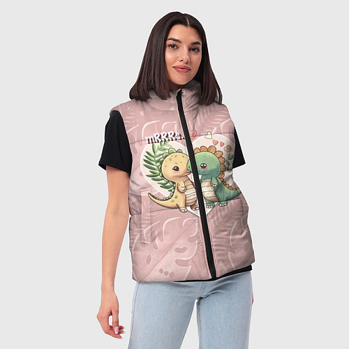 Женский жилет Миссис и Мистр Влюбленные динозавры / 3D-Светло-серый – фото 3