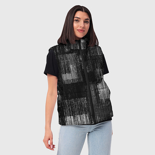 Женский жилет Чёрные и белые полосы / 3D-Светло-серый – фото 3